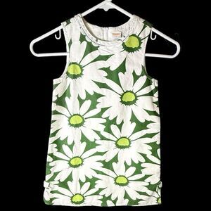 Gymboree Spring Social Dress Size 6 White Green Daisy Zip Back 100% Cotton